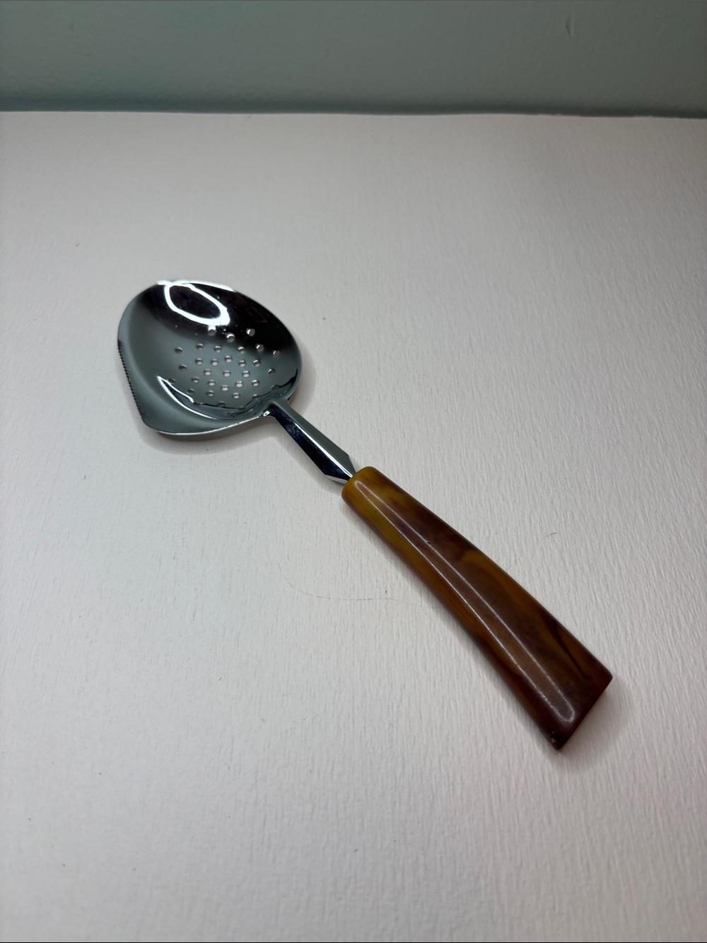 Vintage Stainless Steel Straining and Serving Spoon